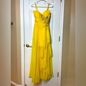 Coya Collection CS1116, beaded, strapless dress with train.